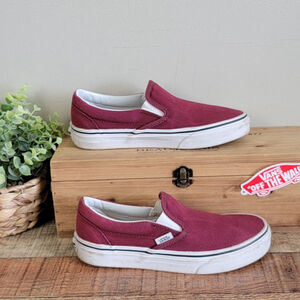 Vans 6 W Slip On Wine Burgundy Canvas Low Top Skater SK8 Sneakers Shoes Unisex